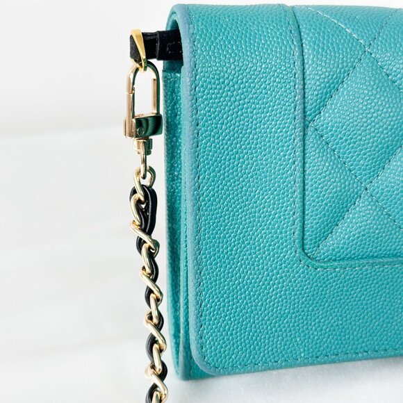 CHANEL Teal Quilted Leather Bag - Picture 6 of 16